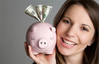 lady with piggy bank