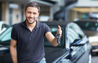 man and car in dealership