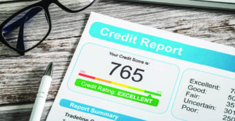 image of credit report with score of 765