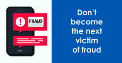 cell phone image with fraud alert message