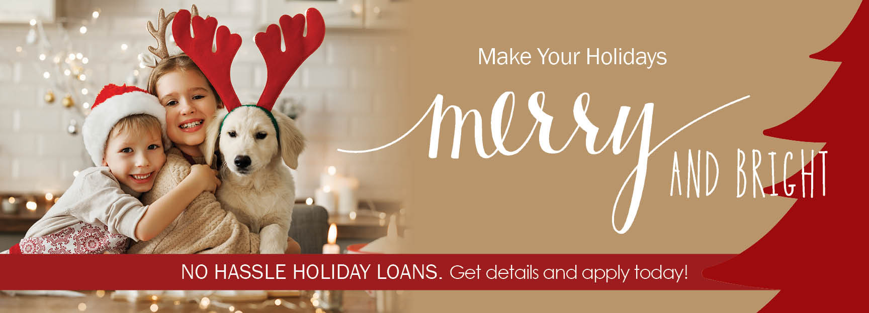 young girl, boy and puppy wearing holiday hats and baking