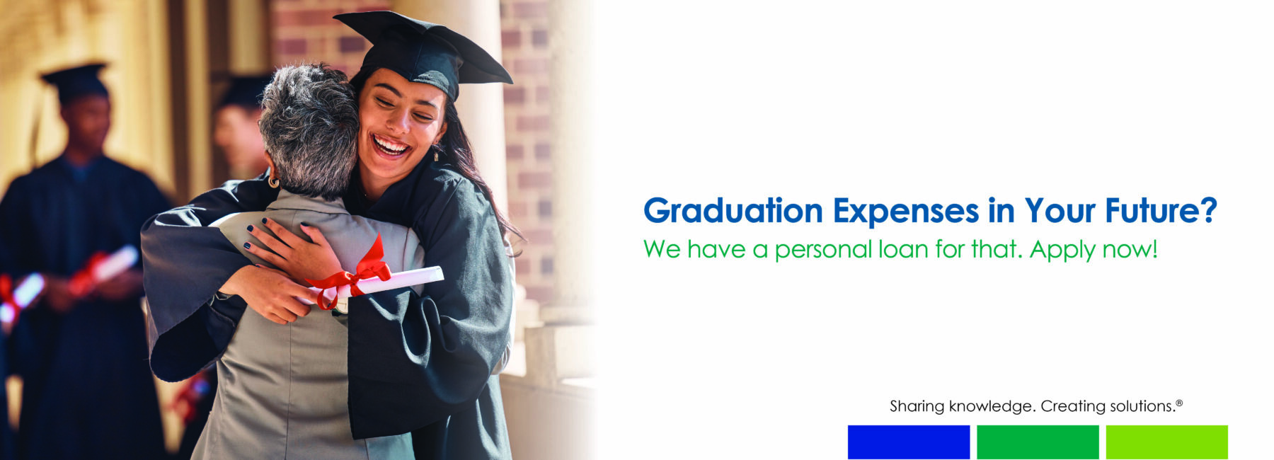 college graduate female hugging mother