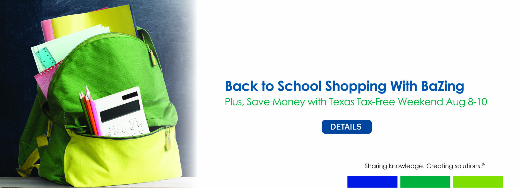 school supplies in a green and yellow backpack